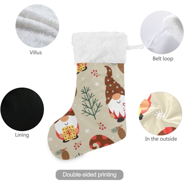 Julstrumpa, Personliga Julstrumpor Set med 2 Traditionella Tomte Jultomtar 45,7 cm Julstrumpor Hängande Ornament Ka
