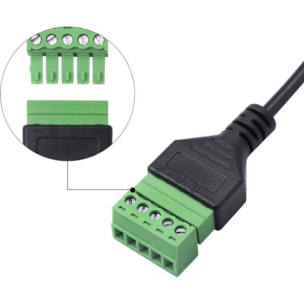 1 ft USB type A 2.0 han til 5-polet skrueterminal hun