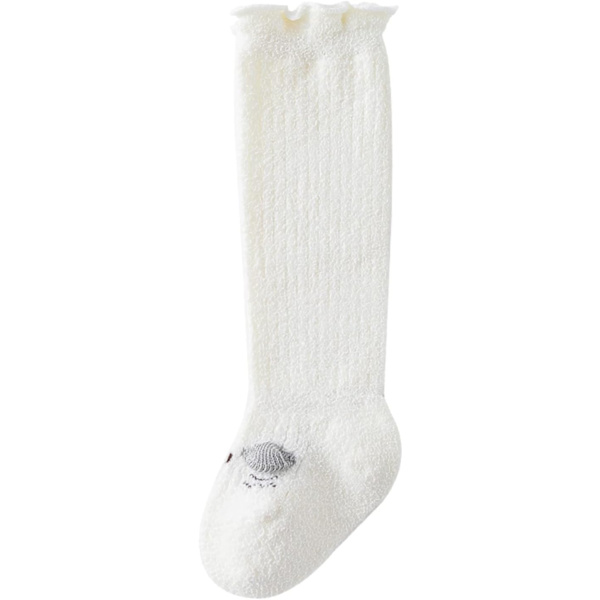 Flickor och pojkar korallfleece tecknade lårhöga strumpor