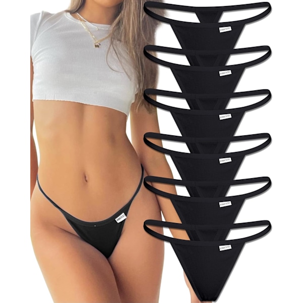 6-pack G-string stringtrosor för kvinnor Bomullstrosor Låghöjd