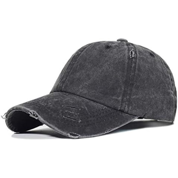 Vasket Ponytail Hatte Pony Hale Caps Distressed-Baseball til Kvinder