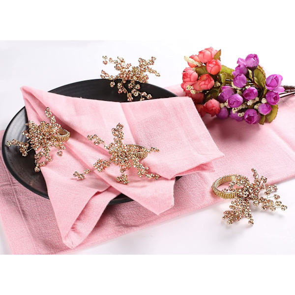 Dekorative perlenapkinring i metall - sett med 12 - blomsterserviett-napkinringer