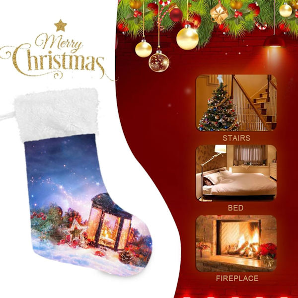 Julklapp, Personliga Julklappsstrumpor 2-pack Magisk Lykta Jul 45,7 cm Julstrumpor Hängande Ornament Eldstad för Träd