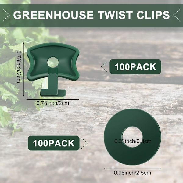 Växthus Twist Clips Plast - Förpackning med 200 Clips för Växthusnät Skuggning