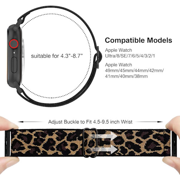 4-pak elastiske nylon solo-remme, der er kompatible med Apple