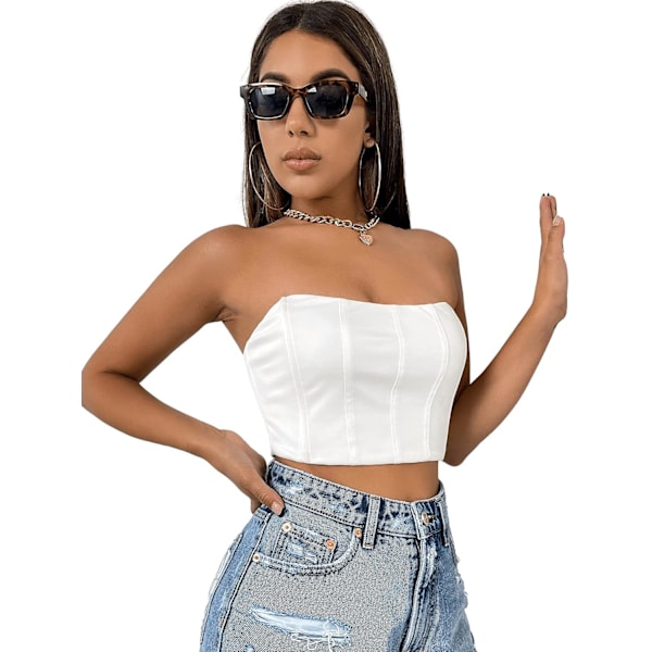 Kvinners Bustier Tube Topper Stroppeløs Ermeløs Crop Korsett Topp