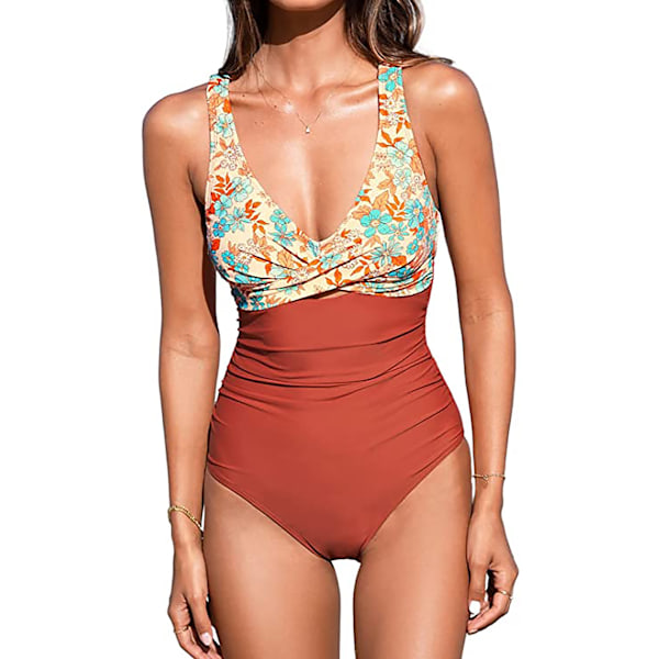 Badedrakt med omslag, monokini med V-hals for kvinner