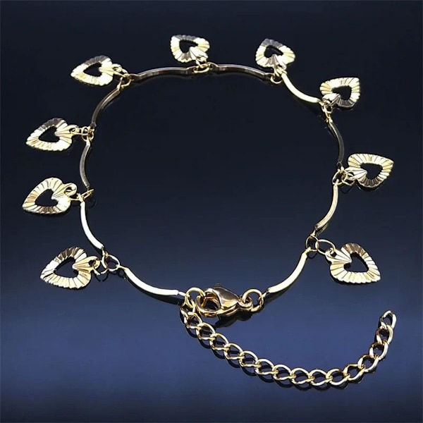 Nytt för mode 2024 Mode Hjärta fotlänk damer rostfritt stål sommar strand charm fotlänk armband smycken Tobillera modeaccessoarer