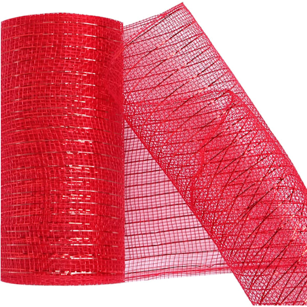 Deco Mesh 5,9 tommer x 30 fod Dekor Mesh Bånd med Metallic Foil Deco Mesh
