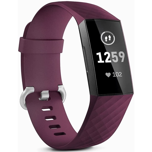 Vandtæt udskiftningsurrem Fitness Sport Band Armbånd Kompatibel med Fitbit Charge 4 / Fitbit Charge 3 Se- Multi Farve Burgundy Small