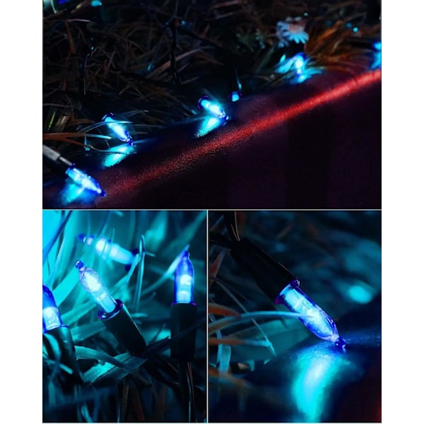 Batteridrevet julelyslenke med 50 LED-lys, 5 meter lyslenke for innendørs og utendørs juledekorasjon, bryllup, blå