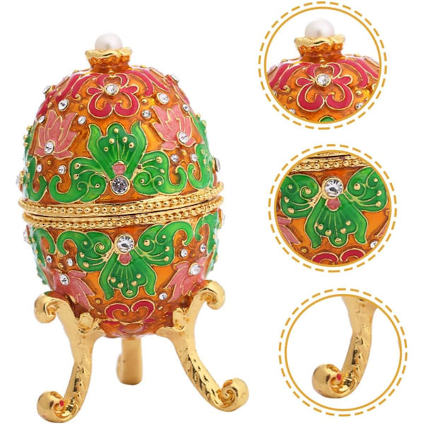 Box Enamel Äggkartong Äggringar för Stekning Antik Dekor Skatt Förvaringsfodral Ringfodral Egguins Bärbar Smyckeskrin Heminredning Dekor Bröllop