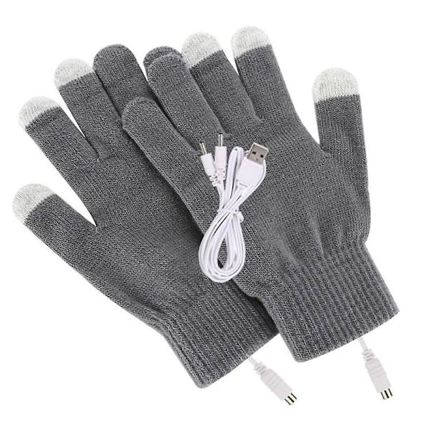 1 par USB-uppvärmda handskar för män kvinnor stickade värmevantar handvärmare pekskärmshandskar vindtäta cykling utomhus 87hb Black