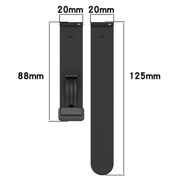 For Garminmove Luxe 20 mm sammenleggbar magnetlås Silikonklokkebånd QQN White-Black