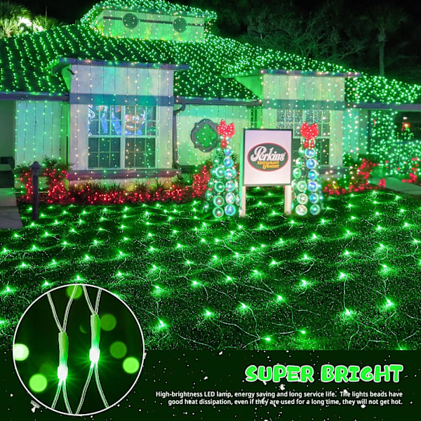 9,8ft x 6,6ft 192 LED julnätljus, 8 lägen 30V lågspänning nätljus för julgranar, buskar, bröllop, trädgård, utomhus