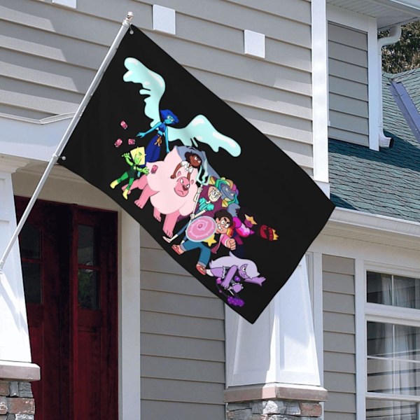 Steven Anime Universe 3x5 Ft Banner Hagehus Yard Dekorasjon Trykk s med Metall Maljer Svart Svart