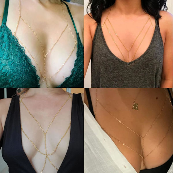 Guld kroppskedja Smycken för kvinnor Body Chain halsband