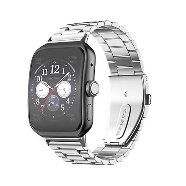 För Oppo Watch 3 Pro med tre pärlor platt spänne i rostfritt stål watch STH Silver