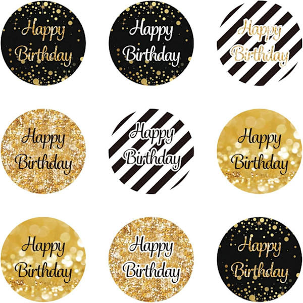 216 stk. Happy Birthday festmærker klistermærker runde klistermærker