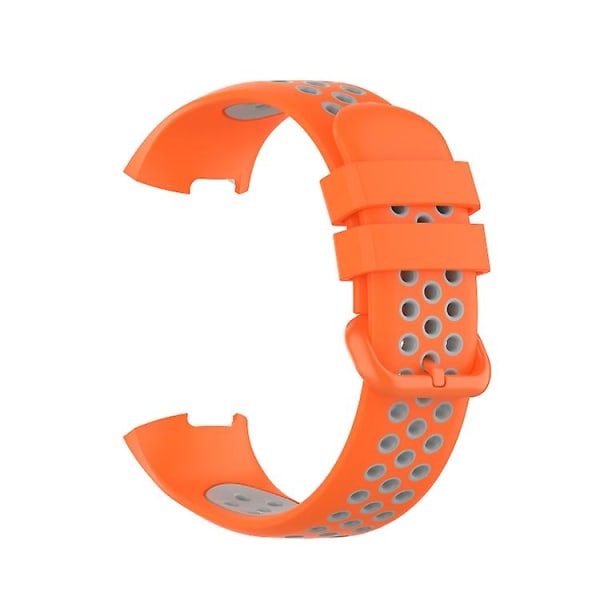 Til Fitbit Charge 4 / Charge 3 Se Watch Button To Farver Silikone Udskiftningsrem Watchband PQU Orange Grey