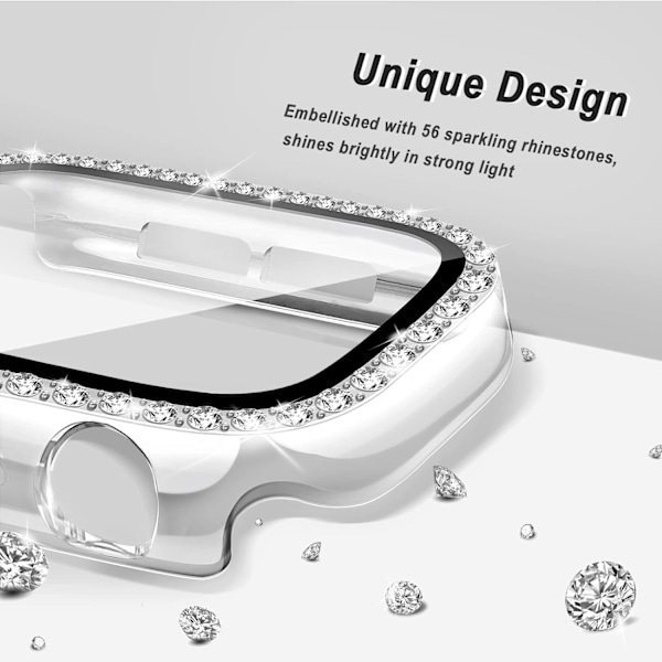 2st skärmskydd för Apple Watch Case 44mm 40mm 45mm 41mm,Bling