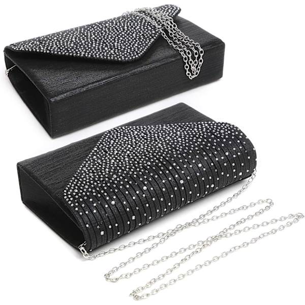 Dam satin aftonväska Rhinestone Clutch Purse Bröllop Bal Väska