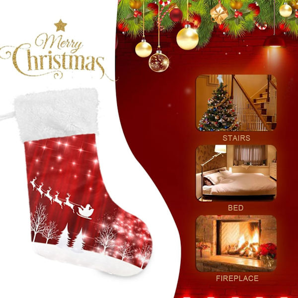 Julklapp, personliga julklappsstrumpor 2-pack Jul Snö Tomten 45,7 cm Julstrumpor Hängande Ornament Eldstad för