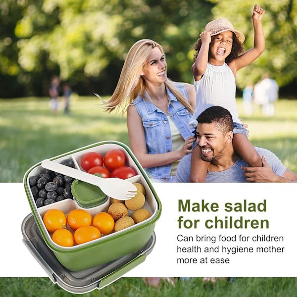 52 OZ Salladsbehållare Lunchbehållare, BPA-fri, 3 fack