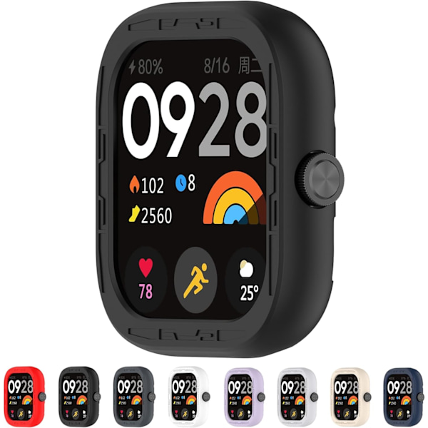 Kompatibel med Redmi Watch 4 Beskyttelsesetui - Silikone Beskyttende Urkasse Cover Shell Kompatibel med Redmi Watch 4 (Silikone Sort) Sort