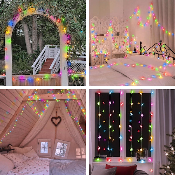 Stjärnljus 120 LED 40FT, 8 lägen Plug in Star Fairy Lights med timer och minne, inomhus utomhus stjärna julblinkande ljus för födelsedag