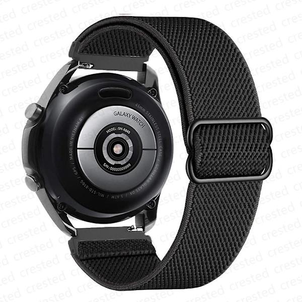 20mm 22mm Armband för Samsung Galaxy Watch 4/classic/3/5/pro/active 2 Gear S3 Elastisk Nylon Loop Huawei Watch Gt 2 2e 3 Pro Rem Black 20mm