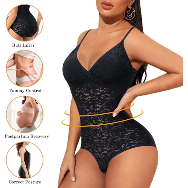 Shapewear Tummy Control Bodysuit Cute Lace Cami V-Neck Tank Top Waist Trainer