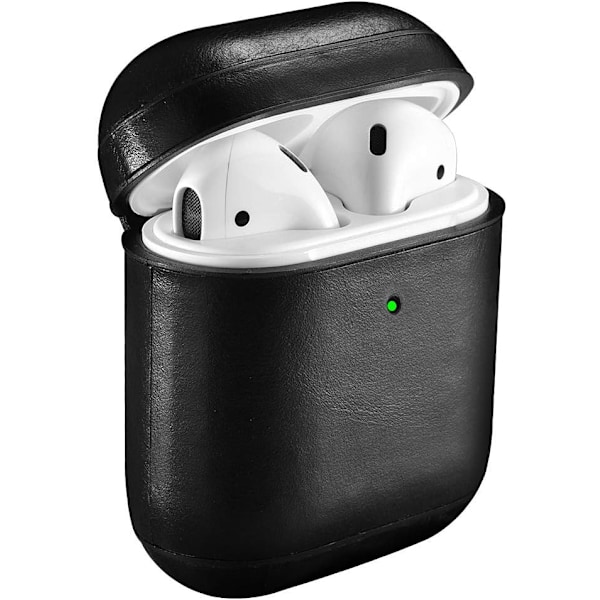 Airpods-fodral. Äkta läder skyddande stötsäkert