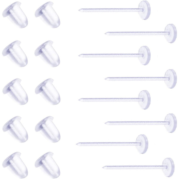 3mm Usynlige Plastik Øreringe Blanke Pins Stud