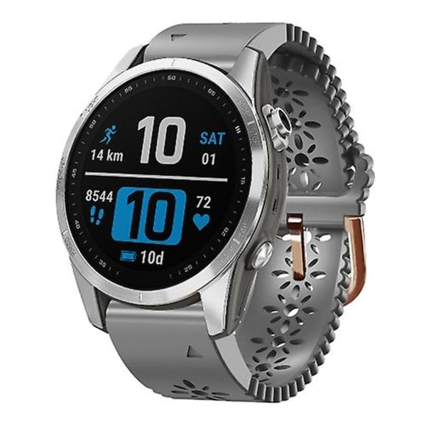 Til Garmin Fenix 7s 20mm Dame Silikonurrem Med Blonder XSJ Grey