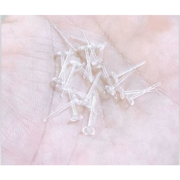 3mm usynlige plastøredobber tomme stifter stud små hode funn (200 stk/100 par)