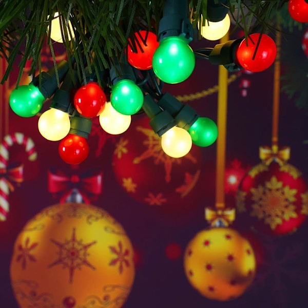Rød Hvid Grøn Julelys Indendørs 70 LED Udendørs Lyskæde med Perlemor Glas 120V ETL Certificeret til Halloween Dekoration Feriefest