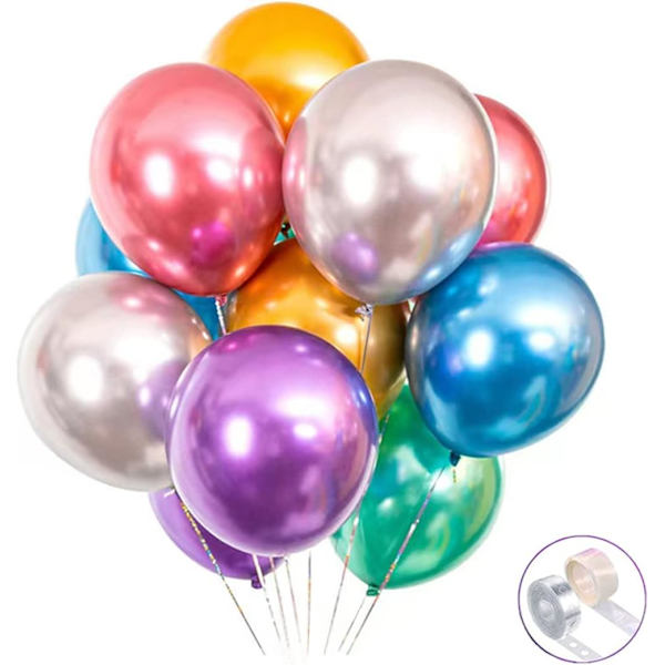 Farverige festballoner 100 stk. 12 tommer metalliske heliumballoner i krom