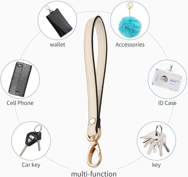 Håndledsrem, ægte læder håndledsnor håndrem erstatning til pung, clutch, pose, telefon, ID