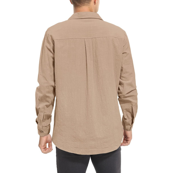 Herre Casual Skjorter Letvægts Button Down Bomuld Linned Skjorte