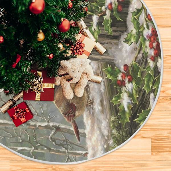 Vinter Julgran Kjolar 36\" Röd Fågel Holly Bär Grenar Snö Julgran