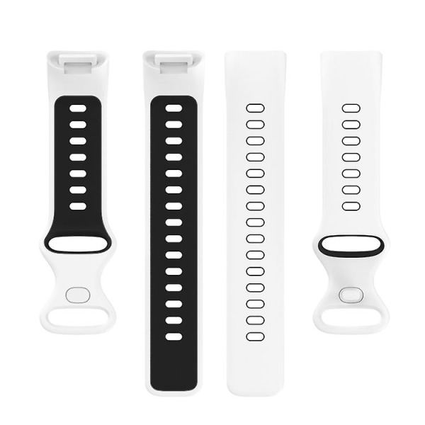 Til Fitbit Charge 5 To-farvet silikoneurrem XUT White Black