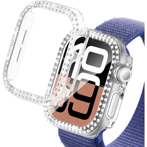 2-pack Bling Klockfodral Kompatibelt för Apple Watch Series 10 42mm, Glitter Dubbla Diamanter & Hårt PC Anti-Repskyddsfodral för iWatch S10 42mm