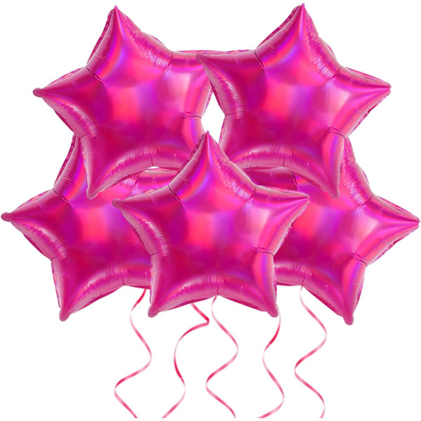 5 stk Hot Pink Star Shape Ballonger Set, 18-tommers Rose Star Folieballonger