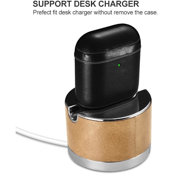 Airpods-fodral. Äkta läder skyddande stötsäkert