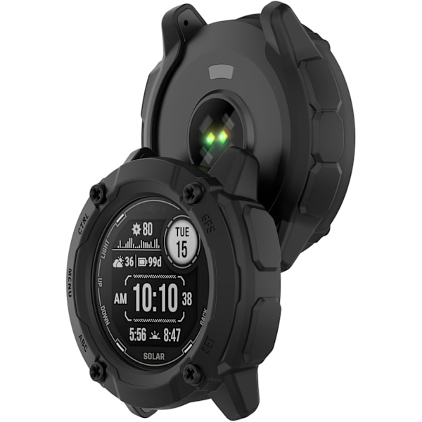 Beskyttelsescover Kompatibelt med Garmin Instinct 2X, Bløde Anti-Drop TPU Beskyttelsesetuier Smart Watch Tilbehør (Sort) Sort
