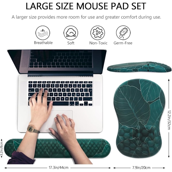 Handledsstöd för musmatta, 2 i 1 tangentbords handledsstöd + ergonomisk musmatta, halkfritt handledsstöd för datortangentbord, gör skrivandet enkelt och lindrar