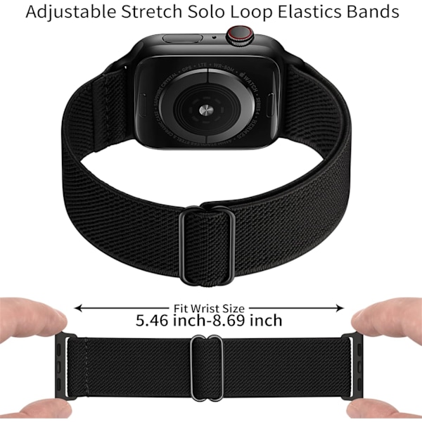 Strækbart nylon kompatibelt med Apple Watch 45 mm 44 mm 42 mm,