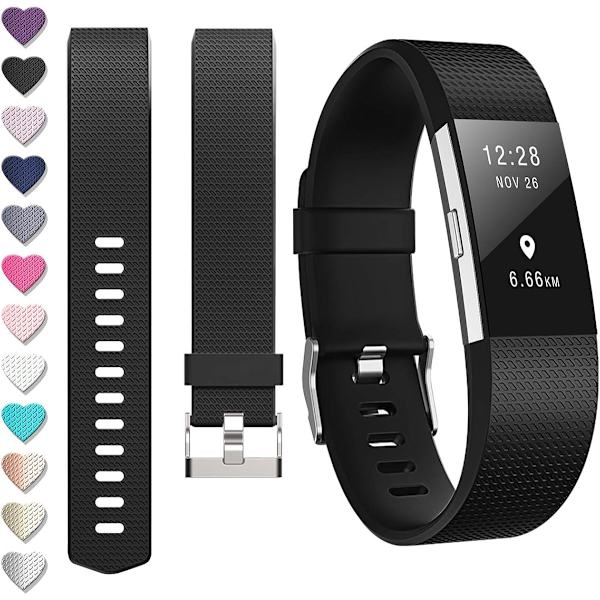 For fitbit Charge 2-reimer - Justerbare sportsarmbånd for kvinner/menn, små/store (2-pakning)