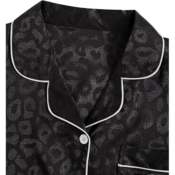 Dam 2-delad satin nattkläder knapp fram pyjamas kortärmad pyjamas set